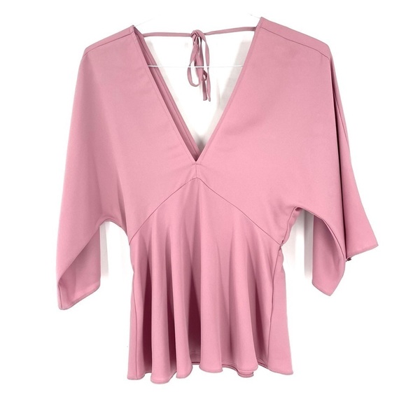 Miss Selfridge Satin Pink Tie Back Flowy Blouse - Picture 1 of 6